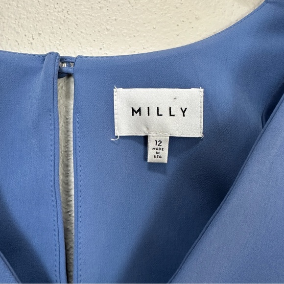 Milly Nicole Blue V-Neck‎ Ruffle Bell Sleeve Shift Dress Women’s Sz 12 - Picture 5 of 6